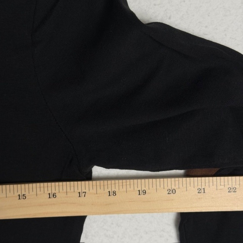Lauren Jeans Co Ralph Lauren Black Cotton Top Suede Elbow Patch Zip Shoulder‎ L - Picture 9 of 10